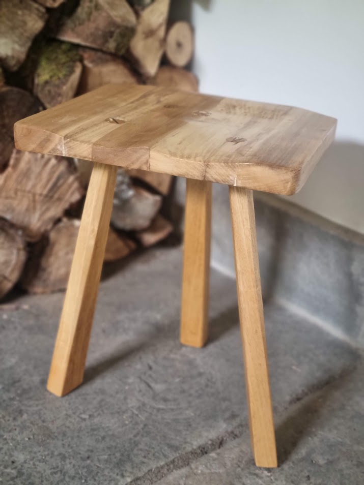 Hand-Carved Wood Accent Stool