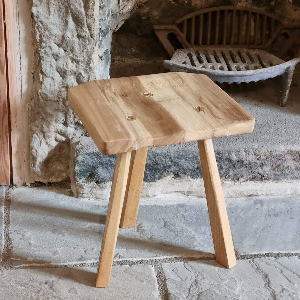 Hand-Carved Wood Accent Stool