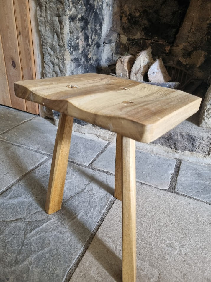 Hand-Carved Wood Accent Stool