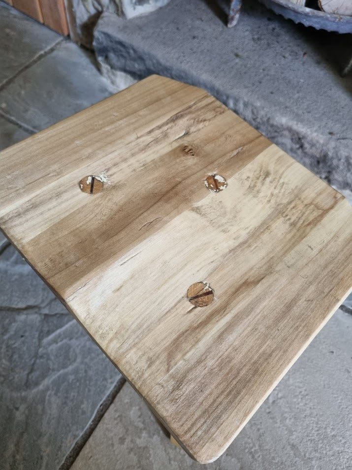 Hand-Carved Wood Accent Stool