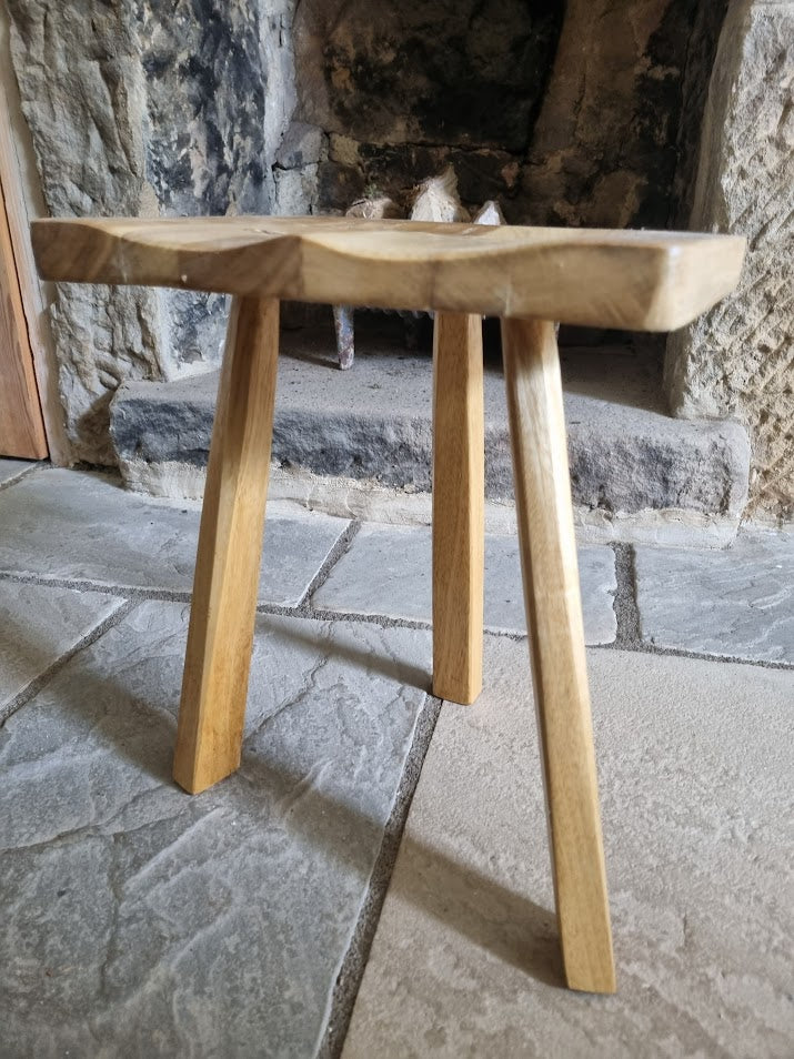 Hand-Carved Wood Accent Stool