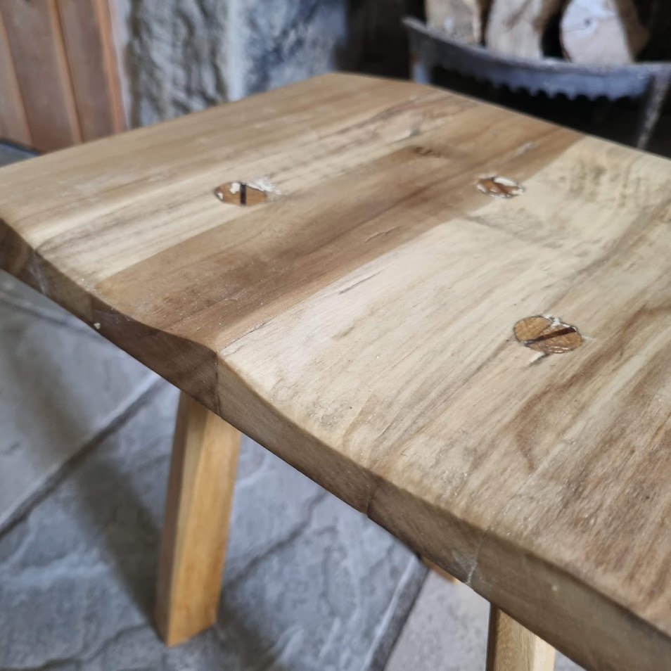 Hand-Carved Wood Accent Stool