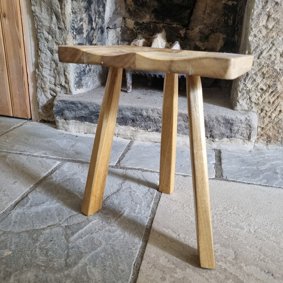 Hand-Carved Wood Accent Stool