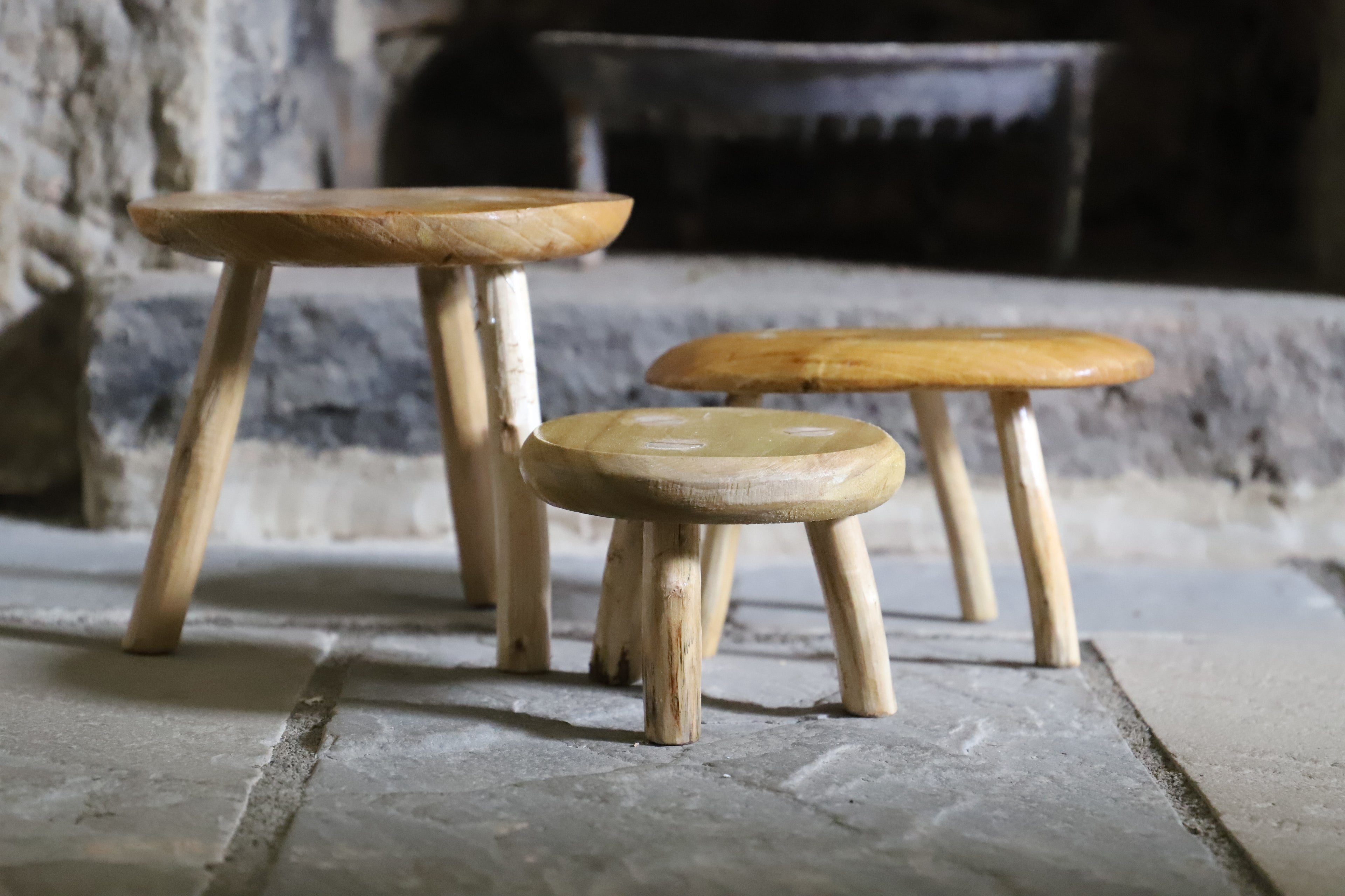 Wooden Mushroom Stool Plant Stand Set of 3