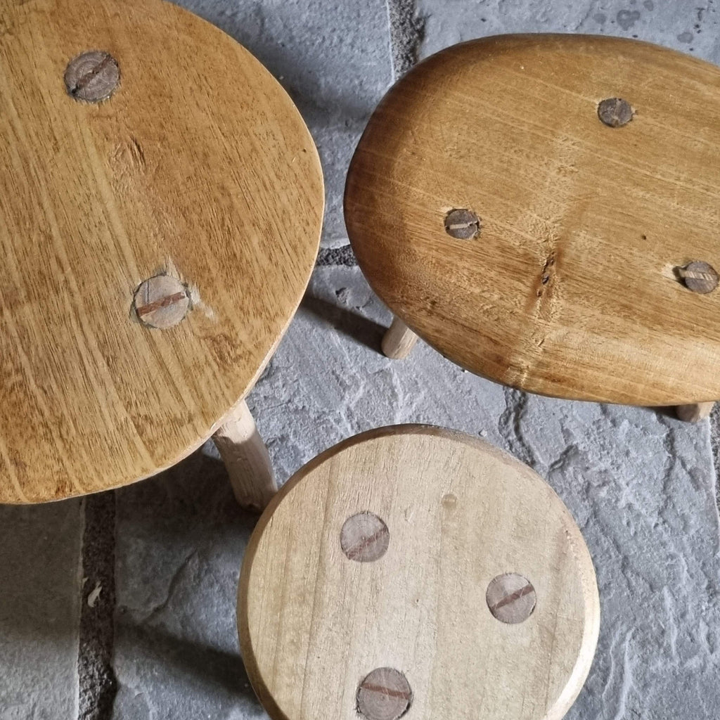 Wooden Mushroom Stool Plant Stand Set of 3