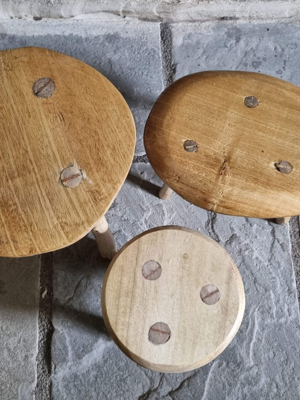 Wooden Mushroom Stool Plant Stand Set of 3