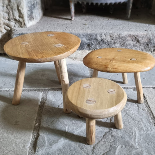 Wooden Mushroom Stool Plant Stand Set of 3