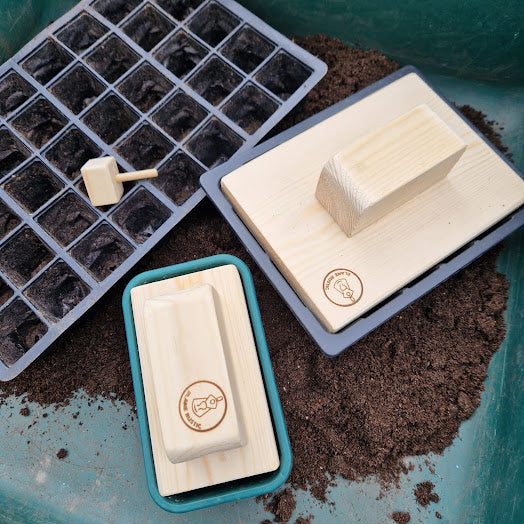 Seed Tray Tamper Set of 3 – Handmade Pine Wood Gardener Gift