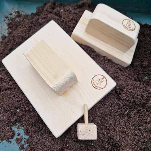 Seed Tray Tamper Set of 3 – Handmade Pine Wood Gardener Gift