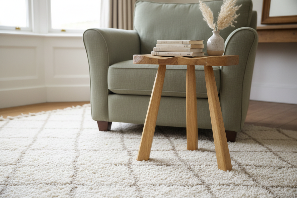 Hand-Carved Wood Accent Stool