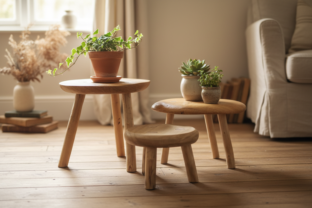 Wooden Mushroom Toadstool Set